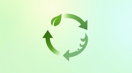 Obraz premium Green Circular Arrow Cycle with Nature Elements, Energy, Emission Zero, ESG, Renewable Environment Resources 