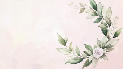Obraz premium wedding invitation card template design with watercolor greenery leaf and branch, watercolor invitation , beautiful floral wreath. Generative AI