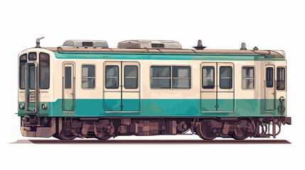 Scenic Local Train in Sapporo Hokkaido Japan with Cherry Blossoms on a Sunny Day