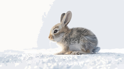Obraz premium Small Cute Bunny Illustration on Snow Ground