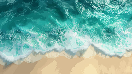 Obraz premium Aerial Top View of Azure Beach with Clear Ocean Water