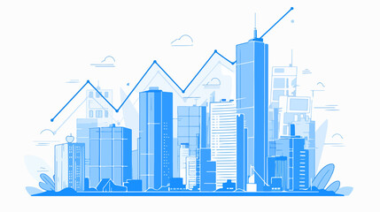 Fototapeta premium Real Estate Market Growth Vector Line Icon Isolated - Professional Image