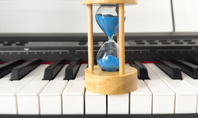 blue Sandglass on Keybord for Piano