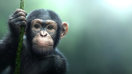 A 3D monkey swinging on vines in a tropical jungle, dynamic and detailed motion. Ultra-Realistic, Photo Realistic, highly detailed 