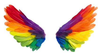 Obraz premium Rainbow angel wing isolated on a white background