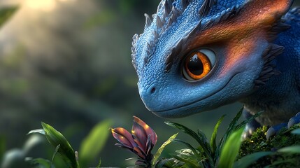 A 4D animated alien exploring an otherworldly jungle with vibrant glowing plants. Ultra-Realistic, Photo Realistic, highly detailed 