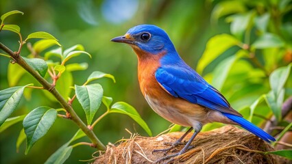 Obraz premium Tiny Bluebird Nestling Ready to Fly - Baby Bird Flight, Bird Photography, Wildlife, Nature