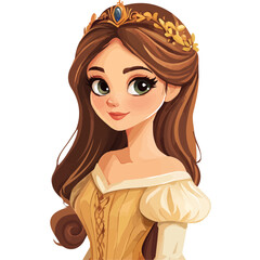 Graceful Girl in Regal Style – Majestic Fashion Illustration and Clipart
