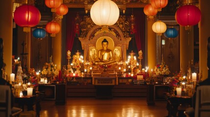 Elegant Decorated Shrine for Cultural Festival Celebration