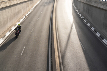 Aerial view of a road intersection in the city