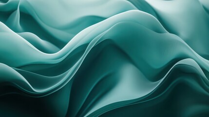 Fototapeta premium Abstract Teal Fabric Waves Flowing Softly