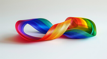 Sign of an endless rainbow on white background. Symbol of movement for rights and acceptance of autism. World Autism Awareness, Neurodiversity Day. Neuro disorder. Copy space.