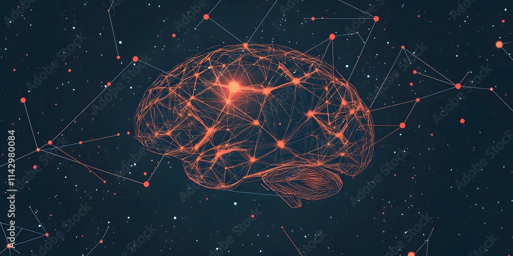 Poster a vibrant display of a brain's neural connections represents creative thinking and ideas. generative
