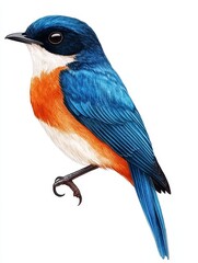 Vibrant Blue and Orange Bird - A striking avian creature, symbolizing freedom, beauty, vibrancy, nature, and exoticism.  Its plumage is a spectacle of color.
