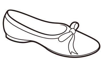 Minimalist Ballet Flats Vector Art Round Toe and Bow Detail