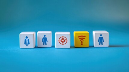 Obraz premium Targeted online recruitment; wifi symbol highlights ideal candidate among others.