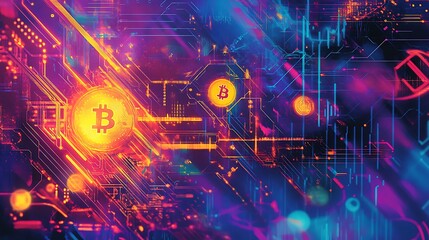 Abstract Bitcoin Cryptocurrency Circuit Board Design