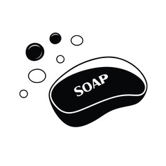 a black and white illustration of a soap bar