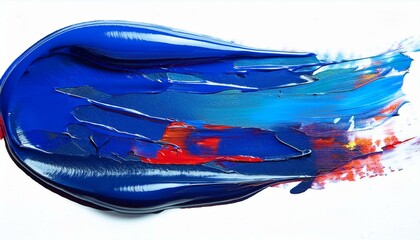 Vibrant blue and red paint strokes on white background. Abstract art.