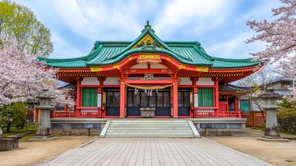 Serene Shrine Surrounded by Blooming Gardens