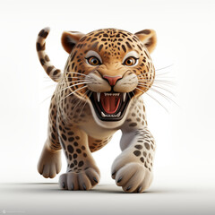 Angry jaguar on a white background