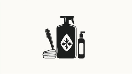 Household Cleaning Products Vector Graphics of Cleaning Essentials Illustration
 Art & Illustration