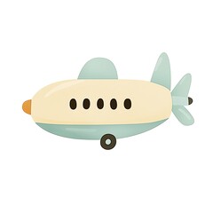 Fototapeta premium Airplane, air transport, beige and blue color, kids vector illustration.