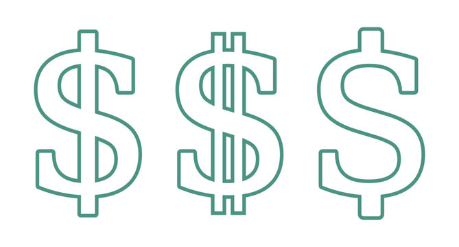 symbol dolara zestaw ikon, grafika wektorowa