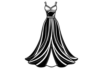 Trendy Layered Skirt Maxi Dress Vector with Adjustable Straps