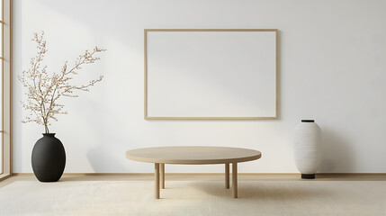 A minimalist dining table with an elegant and simple design, featuring clean lines and neutral tones, creating a sophisticated and modern atmosphere perfect for contemporary dining rooms.
