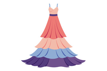 Obraz premium Trendy Layered Skirt Maxi Dress Vector with Adjustable Straps