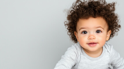 Naklejka premium A mixed-race toddler with curly hair