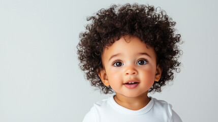 Naklejka premium A mixed-race toddler with curly hair