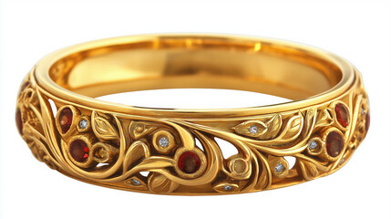 Golden Ring on a White Background