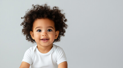 A mixed-race toddler with curly hair