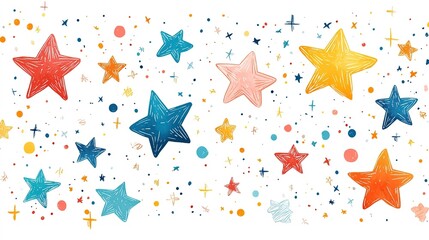 Stars on white background. Children's drawing of stars in icon style. Christmas and New Year	
