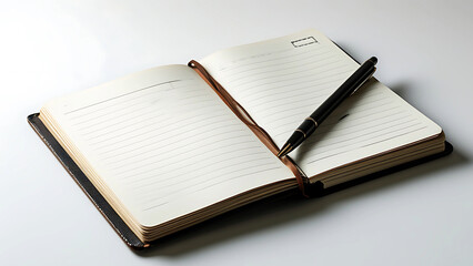 Open notebook with pen