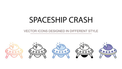 Spaceship Crash icon design with white background stock illustration