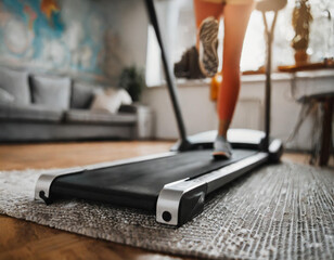 Fototapeta premium Ćwiczenia bieżnia w domu