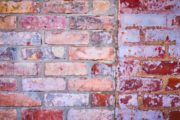 Weathered Brick Wall Texture Close-Up Eye-Level Perspective