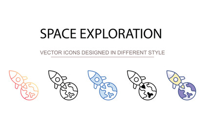 Space Exploration icon design with white background stock illustration