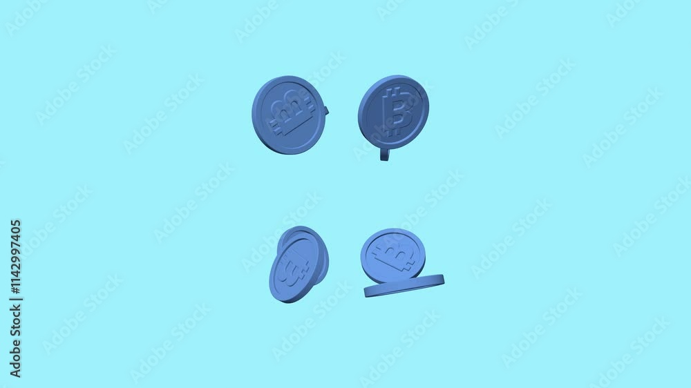 Poster bitcoin rate still goes up seamless loop big flat version. walking up coin. bitcoin character rising