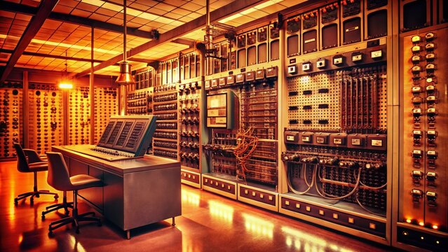 Vintage Computing: Retro Tech Integration,  Old Computer Systems, Classic Digital Age,  Integrated Circuits,  Early Computing