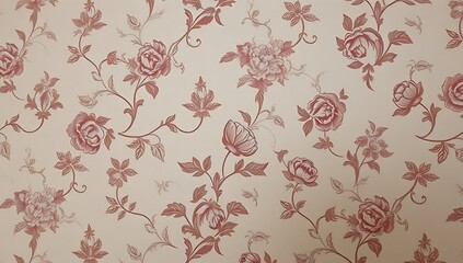 Elegant floral wallpaper design with roses and leaves