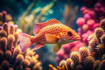 Fototapeta premium Vintage Foxfish Photo: Retro Fish, Aquatic Wildlife, Ocean Life, Underwater Photography, Old Photo, Sepia Tone, Antique Image, Vintage Fish