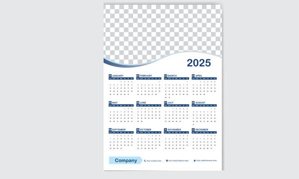 Elegant and Customizable 2025 Calendar Template with Modern, Perfect  and Minimalist Design for Wall or Desk Use, Homes, Offices, and Personalized Gifts. 