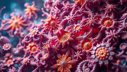 Intricate Crimson Floral Forms A Vivid Organic Display