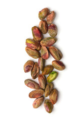 pistachios without shell on white background