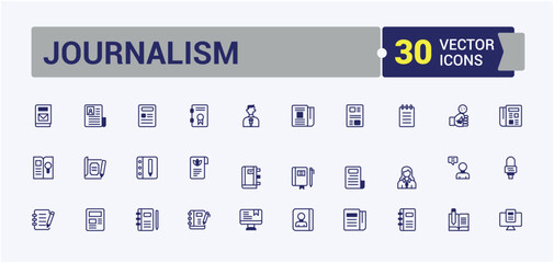 Journalism icon. Contains such icons as internet, technology, pass, camera, icon, photo, communication and more. Simple line vector. Vector outline and solid icons collection.
