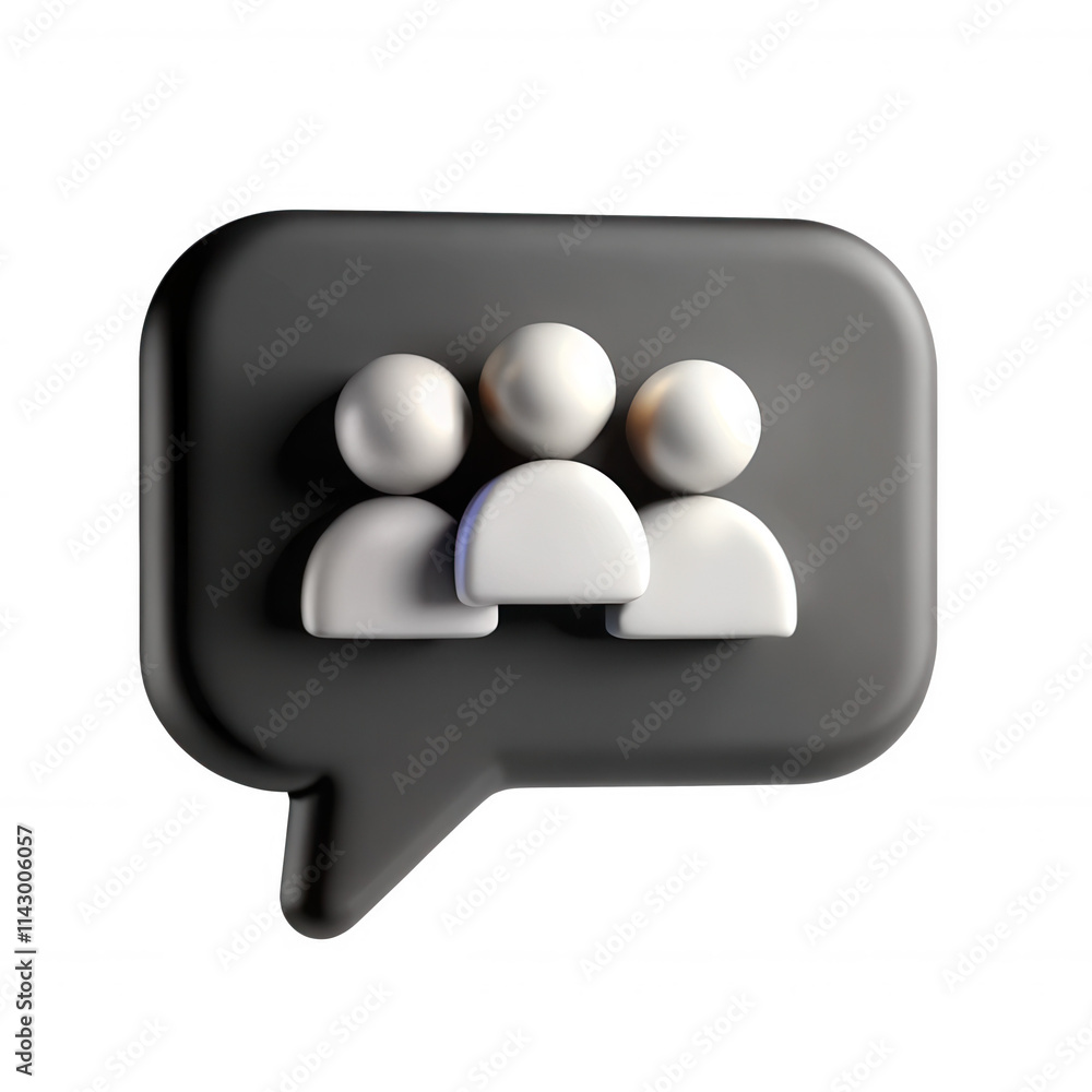Aufkleber a 3d representation of three abstract figures enclosed in a speech bubble, symbolizing communication